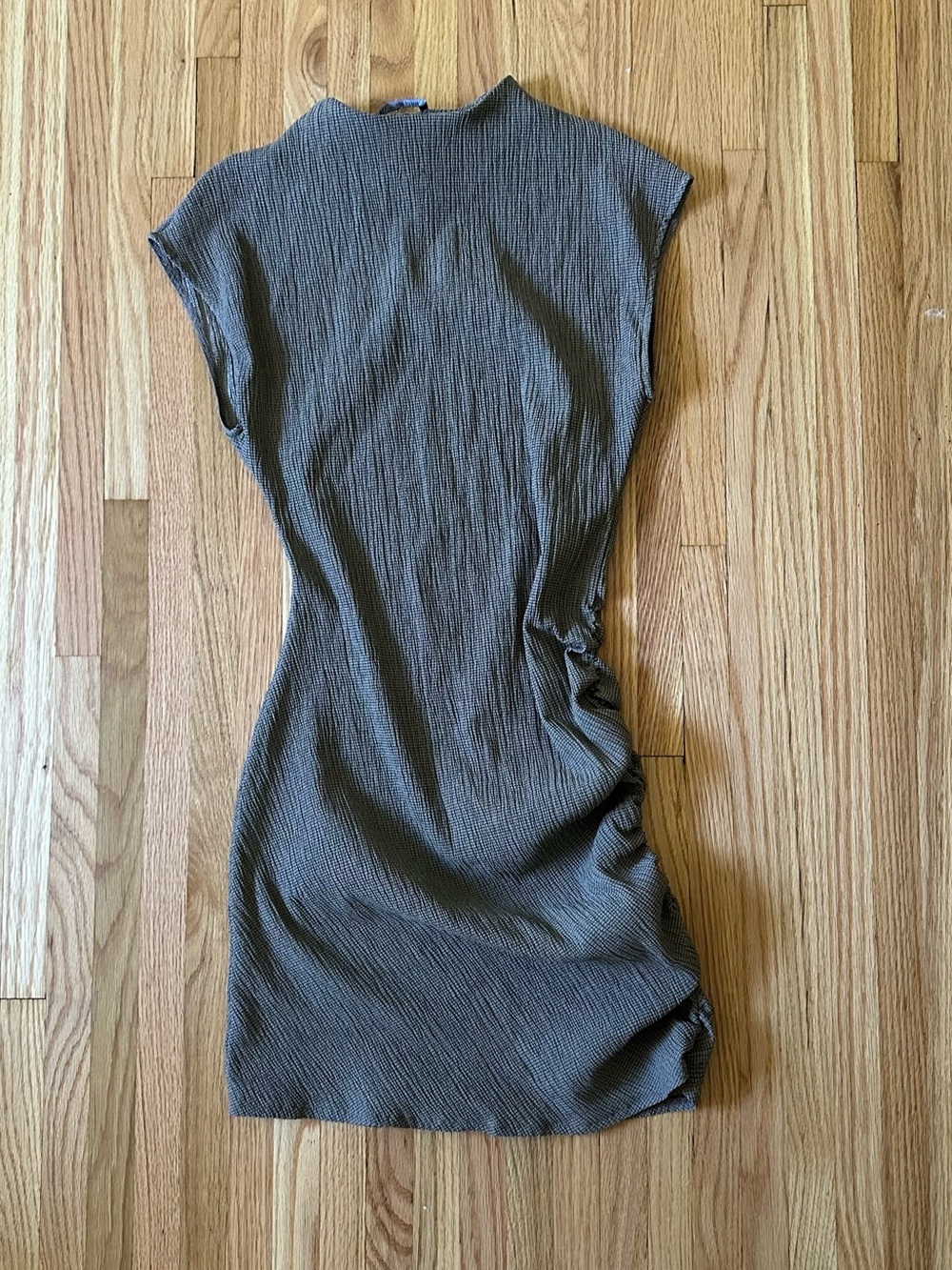 Zara Ribbed Cap-Sleeve Mini Dress